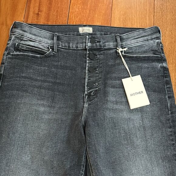 NWT MOTHER Women's Pixie Mid Rise Dazzler Ankle Up in Smoke Jeans size 33 - Picture 5 of 15